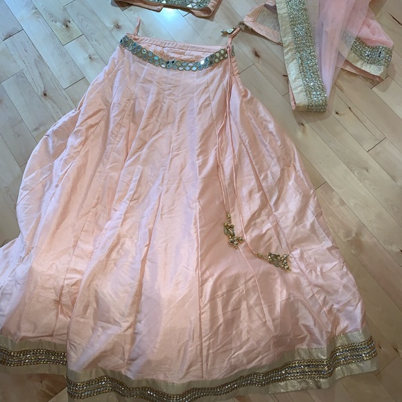 Mirrored peachy pink lengha with gold accents sz L - Picture 5 of 5